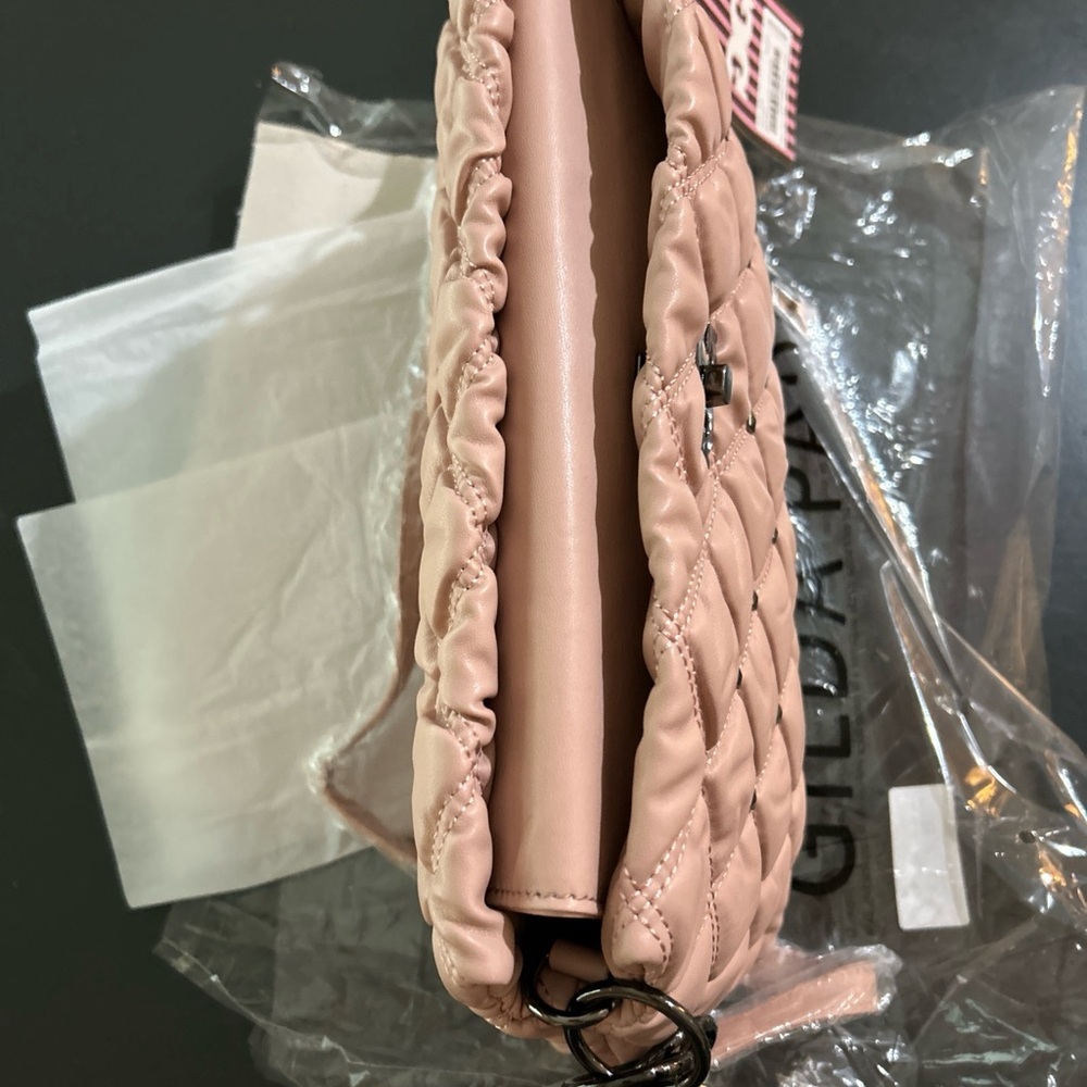 Gilda Paris Quilted Waffle Handbag Blush Pink Purse Studded Bag NWT - Picture 3 of 11